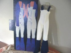 1970s 12'' CHER DOLL SUPER HOEDOWN WHITE NAVY STRAPPY JUMPSUIT